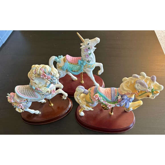 Lenox Carousel Collection Set of 3 Horse Porcelain Figurines Collectible Vintage - Picture 1 of 16